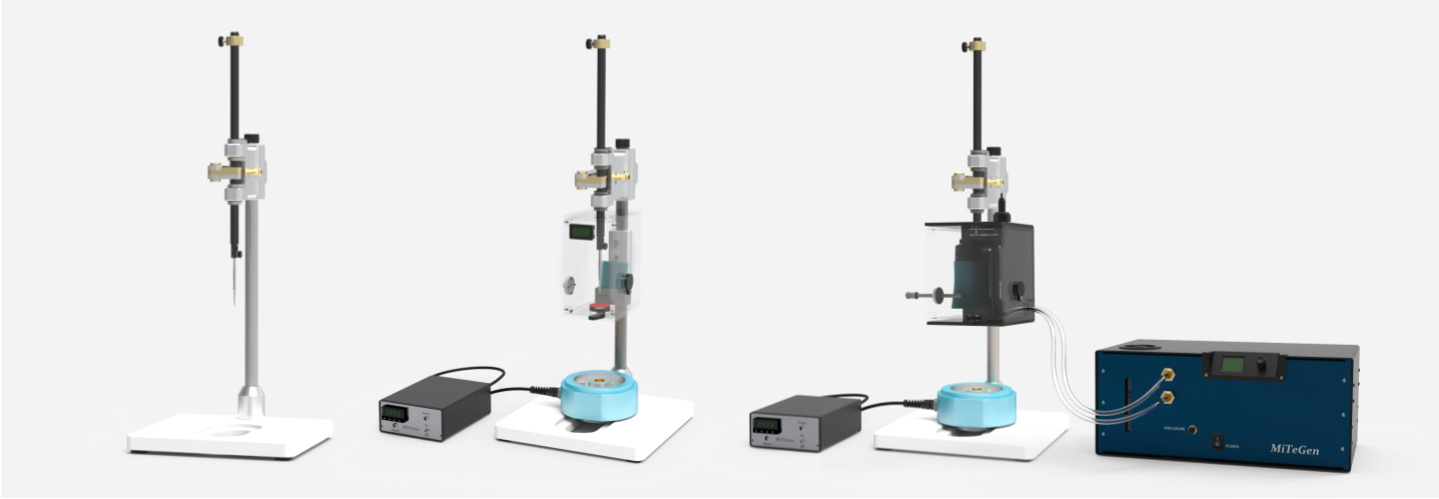 Graphic display three versions of the Gravitri Cryo-EM Plunge Cooler System
